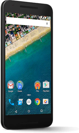 Google Nexus 5X voorkant linkerzijkant schuin