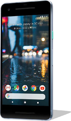 Google Pixel 2 blauw voorkant rechterzijkant