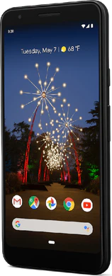 Google Pixel 3a zwart voorkant rechterzijkant