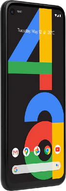 Google Pixel 4a zwart voorkant linkerzijkant