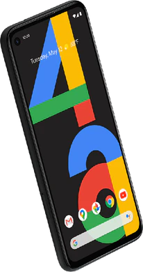 Google Pixel 4a zwart voorkant linkerzijkant bovenkant