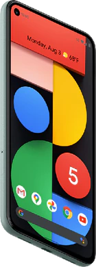 Google Pixel 5 groen voorkant linkerzijkant onderkant