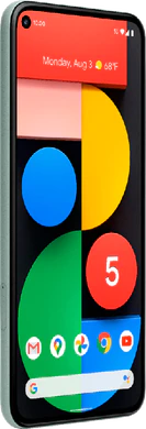 Google Pixel 5 groen voorkant linkerzijkant