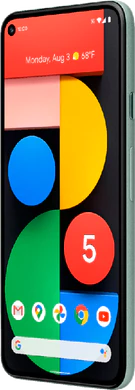 Google Pixel 5 groen voorkant rechterzijkant