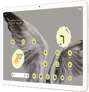 Google Pixel Tablet wit voorkant rechterzijkant