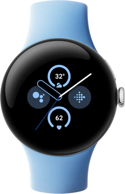 Google Pixel Watch 2 sininen etupuolella