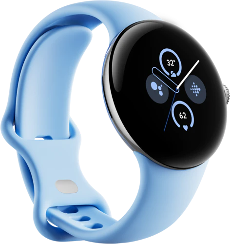 Google Pixel Watch 2 blauw voorkant linkerzijkant Google Pixel Watch 2 blauw voorkant linkerzijkant