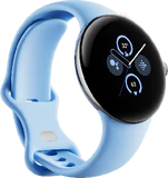 Google Pixel Watch 2 sininen etupuolella vasen puoli