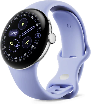 Google Pixel Watch 4 41mm argent bleu band couverture à droite aslant