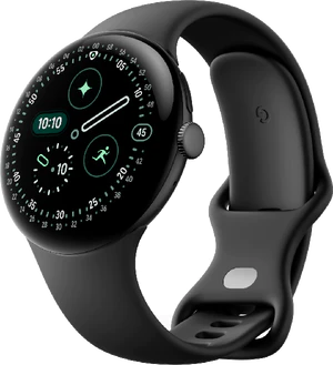 Google Pixel Watch 4 45mm zwart voorkant rechterzijkant