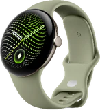Google Pixel Watch 5 45mm groen voorkant rechterzijkant