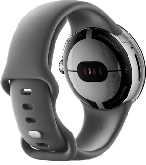 Google Pixel Watch zilver linkerzijkant achterkant