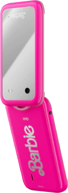 HMD Barbie Phone pink back left side opened