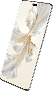 Honor 100 Pro wit voorkant rechterzijkant schuin