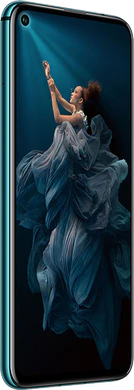 Honor 20 Pro azul tapa delantera lado izquierdo