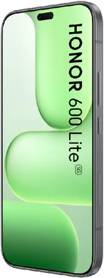 Honor 600 Lite zwart voorkant rechterzijkant