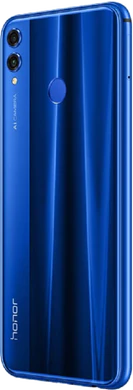 Honor 8X blauw achterkant linkerzijkant