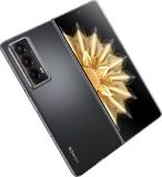 Honor Magic V2 zwart achterkant rechterzijkant geopend schuin