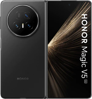 Honor Magic V5 zwart buitenkant geopend