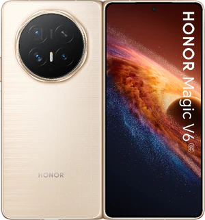 Honor Magic V6 goud buitenkant geopend