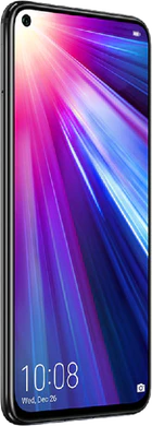 Honor View 20 zwart voorkant linkerzijkant