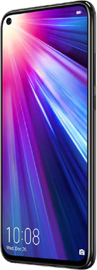 Honor View 20 zwart voorkant rechterzijkant