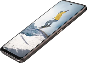 HTC U23 Pro zwart voorkant rechterzijkant onderkant schuin