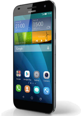 Huawei Ascend G7 svart foran skrås skråstilt