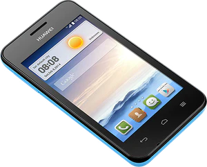Huawei Ascend Y330 blå front skæv