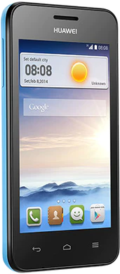 Huawei Ascend Y330 blå front venstre side