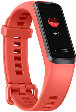 Huawei Band 4 oranje voorkant linkerzijkant onderkant