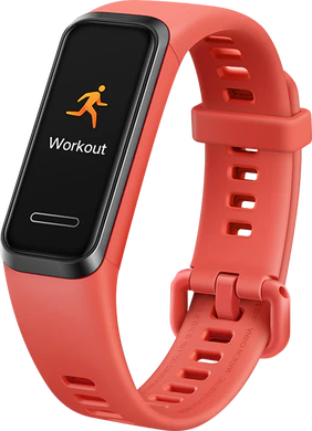 Huawei Band 4 oranje voorkant rechterzijkant onderkant