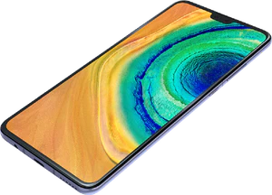 Huawei Mate 30 lila front höger sida botten snett