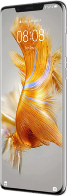 Huawei Mate 50 Pro zilver voorkant rechterzijkant