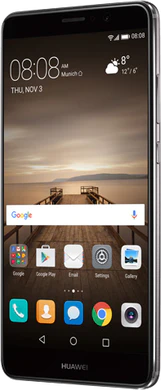 Huawei Mate 9 zwart voorkant rechterzijkant
