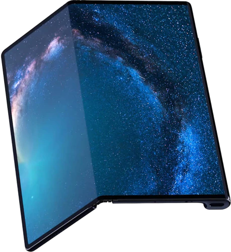 Huawei Mate X zwart voorkant half geopend