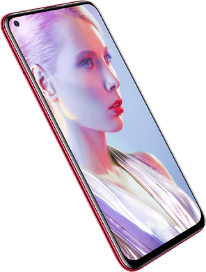 Huawei nova 4 rood voorkant linkerzijkant schuin