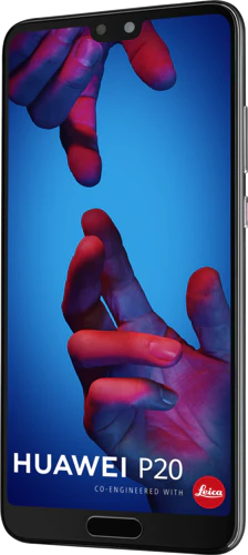Huawei P20 zwart voorkant rechterzijkant