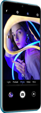 Huawei P30 lite New Edition blauw voorkant linkerzijkant