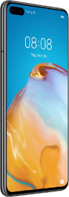 Huawei P40 zwart voorkant linkerzijkant