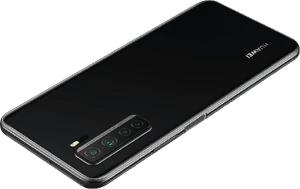 Huawei P40 Lite 5G zwart achterkant gedraaid schuin