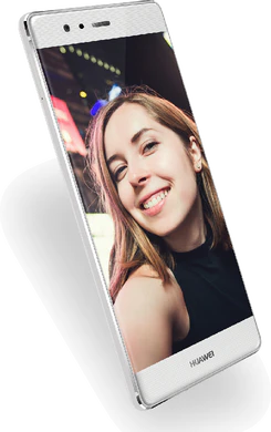 Huawei P9 white front left side tilted ed