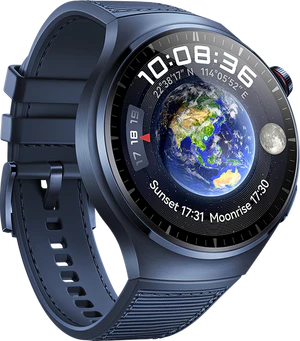 Huawei Watch 4 Pro blauw voorkant linkerzijkant