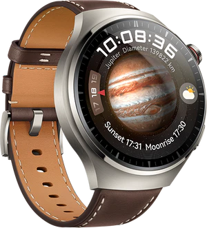 Huawei Watch 4 Pro Classic marrón tapa delantera lado izquierdo