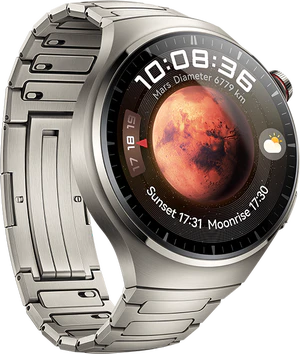 Huawei Watch 4 Pro Elite titanium voorkant linkerzijkant