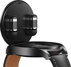 Huawei Watch Buds zwart linkerzijkant geopend detail