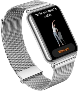 Huawei Watch Fit 2 elegant edition zilver frost voorkant linkerzijkant