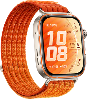 Huawei Watch Fit 5 Pro orange couverture côté gauche