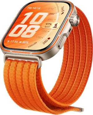 Huawei Watch Fit 5 Pro orange couverture à droite en bas
