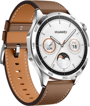 Huawei Watch GT 4 46mm bruin voorkant linkerzijkant